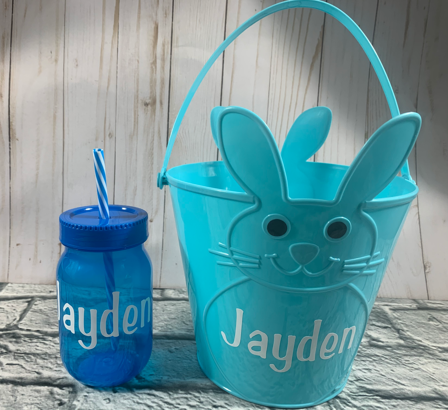 Customized Easter Bucket and Kids Cup w/Straw